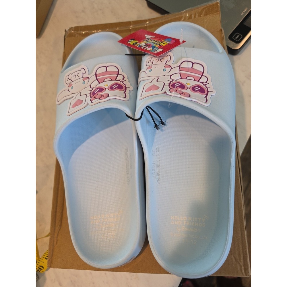 NEW Hello Kitty & Friends Women's Light Blue Slide Sandals | Size 11/12. 1002